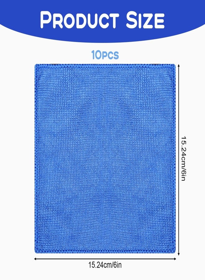 Xyembu 10 Pack Microfiber Cleaning Cloth 6"x6" Reusable Cleaning Rag Fast Drying Kitchen Towels Microfiber Towels Cars Wash Dry Erase Cloth for Housekeeping Home Kitchen Window Bathroom Car(Blue) - Image 2